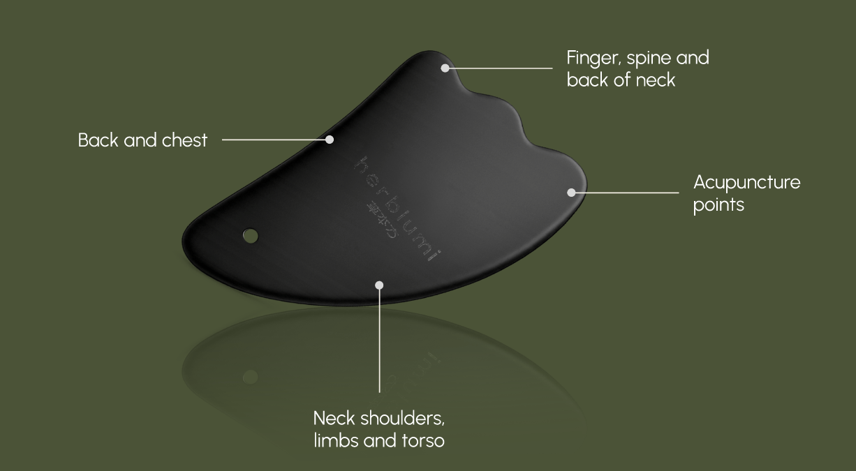 Position use of herblumi gua sha board
